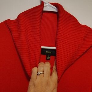 Maia Womens Long Sleeve Belted Midi Sweater Dress